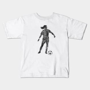 Soccer player girl black and white Kids T-Shirt